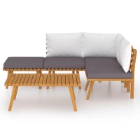 vidaXL 5 Piece Patio Lounge Set with Cushions Solid Acacia Wood