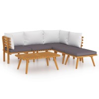 vidaXL 6 Piece Patio Lounge Set with Cushions Solid Acacia Wood