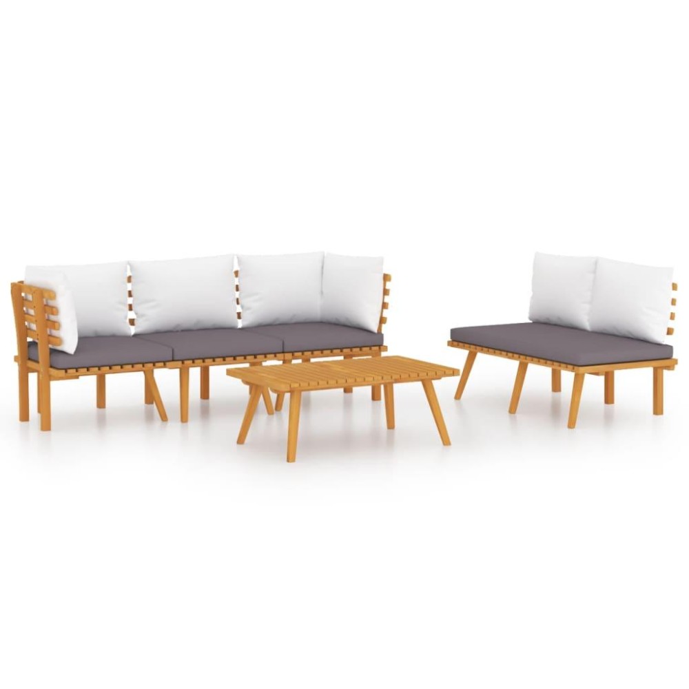 vidaXL 5 Piece Patio Lounge Set with Cushions Solid Acacia Wood