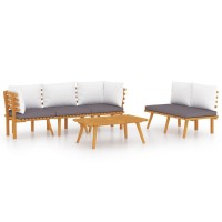 vidaXL 5 Piece Patio Lounge Set with Cushions Solid Acacia Wood