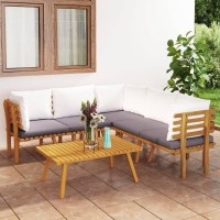 vidaXL 6 Piece Patio Lounge Set with Cushions Solid Acacia Wood