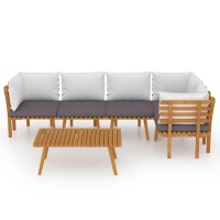 vidaXL 6 Piece Patio Lounge Set with Cushions Solid Acacia Wood