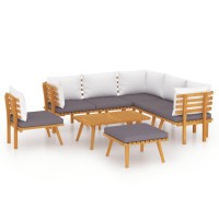 vidaXL 8 Piece Patio Lounge Set with Cushions Solid Acacia Wood