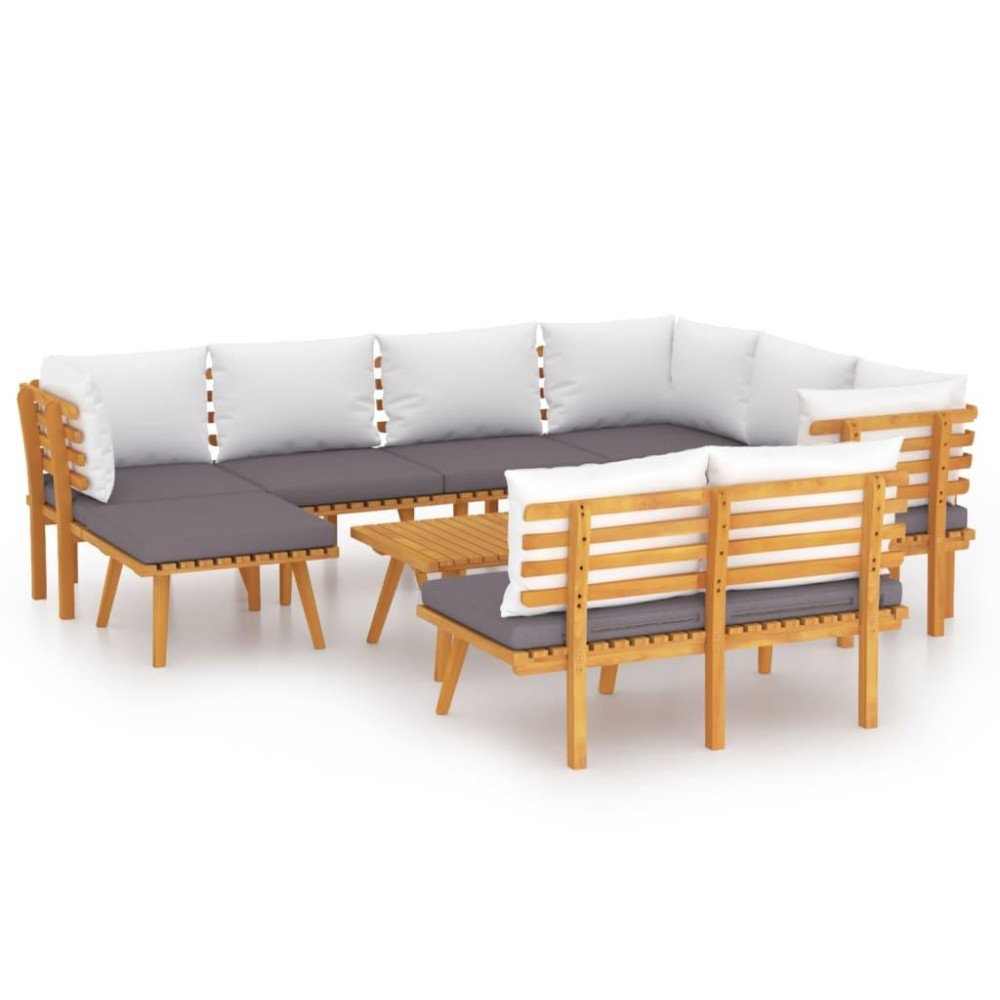 vidaXL 9 Piece Patio Lounge Set with Cushions Solid Acacia Wood