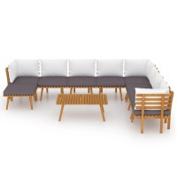 vidaXL 9 Piece Patio Lounge Set with Cushions Solid Acacia Wood