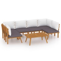 vidaXL 7 Piece Patio Lounge Set with Cushions Solid Acacia Wood