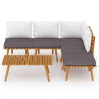 vidaXL 6 Piece Patio Lounge Set with Cushions Solid Acacia Wood