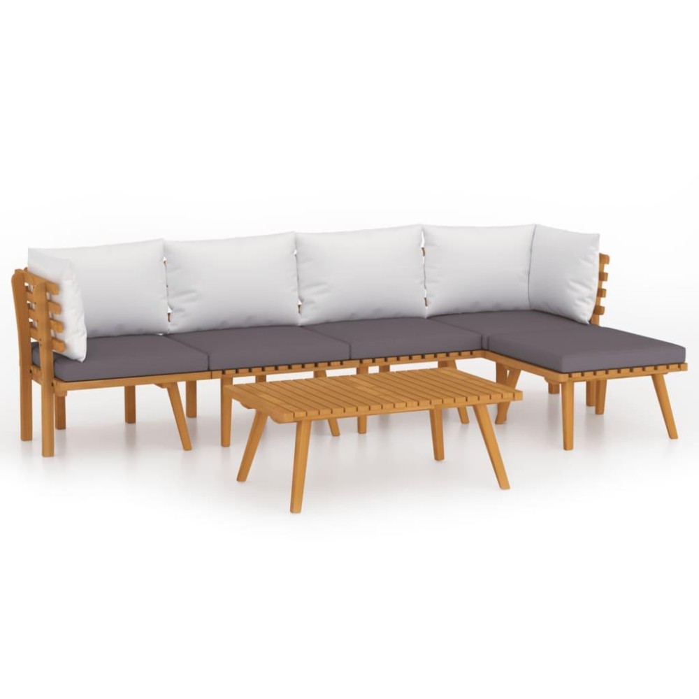 vidaXL 6 Piece Patio Lounge Set with Cushions Solid Acacia Wood