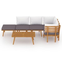 vidaXL 6 Piece Patio Lounge Set with Cushions Solid Acacia Wood