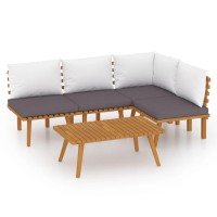 vidaXL 5 Piece Patio Lounge Set with Cushions Solid Acacia Wood