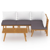 vidaXL 5 Piece Patio Lounge Set with Cushions Solid Acacia Wood