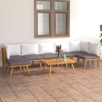 vidaXL 8 Piece Patio Lounge Set with Cushions Solid Acacia Wood