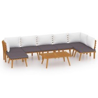 vidaXL 8 Piece Patio Lounge Set with Cushions Solid Acacia Wood