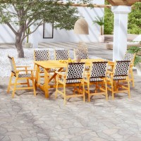 vidaXL 9 Piece Patio Dining Set Solid Acacia Wood