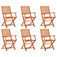 vidaXL Folding Patio Chairs 6 pcs Solid Eucalyptus Wood