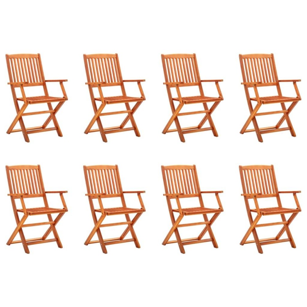 vidaXL Folding Patio Chairs 8 pcs Solid Eucalyptus Wood