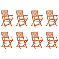 vidaXL Folding Patio Chairs 8 pcs Solid Eucalyptus Wood