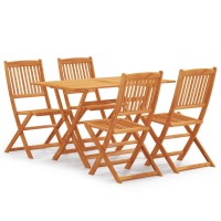 vidaXL 5 Piece Folding Patio Dining Set Solid Eucalyptus Wood