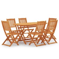 vidaXL 7 Piece Folding Patio Dining Set Solid Eucalyptus Wood