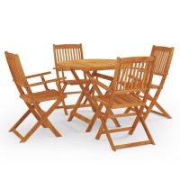 vidaXL 5 Piece Folding Patio Dining Set Solid Eucalyptus Wood