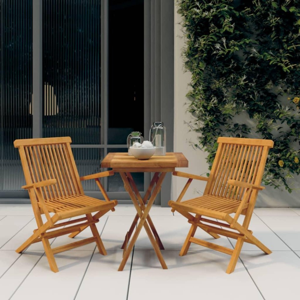 vidaXL 3 Piece Patio Dining Set Solid Wood Teak