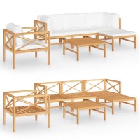 Vidaxl 6 Piece Patio Lounge Set With Cream Cushions Solid Teak Wood