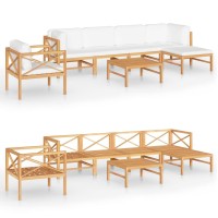 vidaXL 7 Piece Patio Lounge Set with Cream Cushions Solid Teak Wood