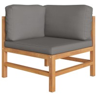 vidaXL 5 Piece Patio Lounge Set with Gray Cushions Solid Wood Teak