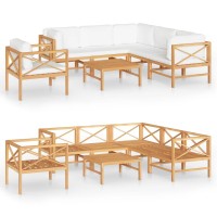 vidaXL 7 Piece Patio Lounge Set with Cream Cushions Solid Wood Teak