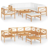 vidaXL 8 Piece Patio Lounge Set with Cream Cushions Solid Wood Teak