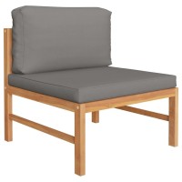 vidaXL 12 Piece Patio Lounge Set with Gray Cushions Solid Wood Teak