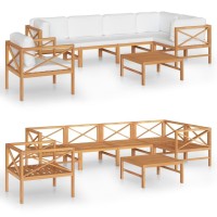 vidaXL 7 Piece Patio Lounge Set with Cream Cushions Solid Wood Teak