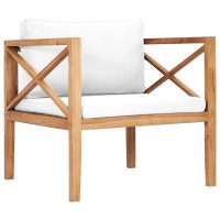 vidaXL 7 Piece Patio Lounge Set with Cream Cushions Solid Wood Teak