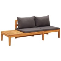 vidaXL 3 Piece Patio Lounge Set with Dark Gray Cushions Acacia Wood