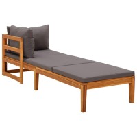 vidaXL 3 Piece Patio Lounge Set with Dark Gray Cushions Acacia Wood