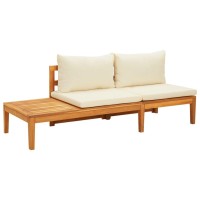 vidaXL 5 Piece Patio Lounge Set with Cream White Cushions Acacia Wood