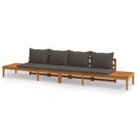 vidaXL Patio Benches with Dark Gray Cushions 2 pcs Acacia Wood