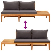 vidaXL Patio Benches with Dark Gray Cushions 2 pcs Acacia Wood