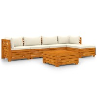 vidaXL 6 Piece Patio Lounge Set with Cushions Solid Acacia Wood