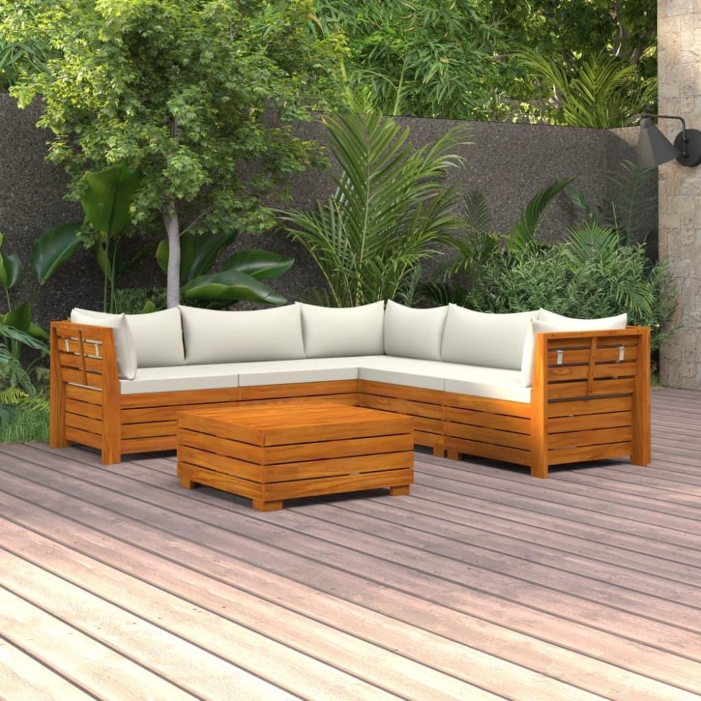 vidaXL 6 Piece Patio Lounge Set with Cushions Solid Acacia Wood