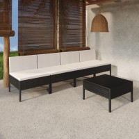 vidaXL 5 Piece Patio Lounge Set with Cushions Poly Rattan Black