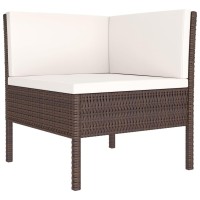 vidaXL 5 Piece Patio Lounge Set with Cushions Poly Rattan Brown