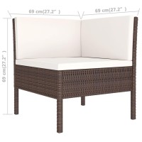 vidaXL 5 Piece Patio Lounge Set with Cushions Poly Rattan Brown