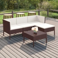 vidaXL 5 Piece Patio Lounge Set with Cushions Poly Rattan Brown