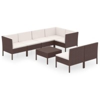 vidaXL 8 Piece Patio Lounge Set with Cushions Poly Rattan Gray