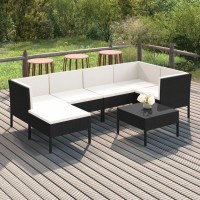 vidaXL 7 Piece Patio Lounge Set with Cushions Poly Rattan Black