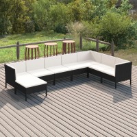 vidaXL 8 Piece Patio Lounge Set with Cushions Poly Rattan Black