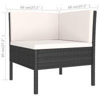 vidaXL 8 Piece Patio Lounge Set with Cushions Poly Rattan Black