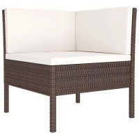 vidaXL 8 Piece Patio Lounge Set with Cushions Poly Rattan Brown