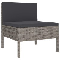 vidaXL 10 Piece Patio Lounge Set with Cushions Poly Rattan Gray